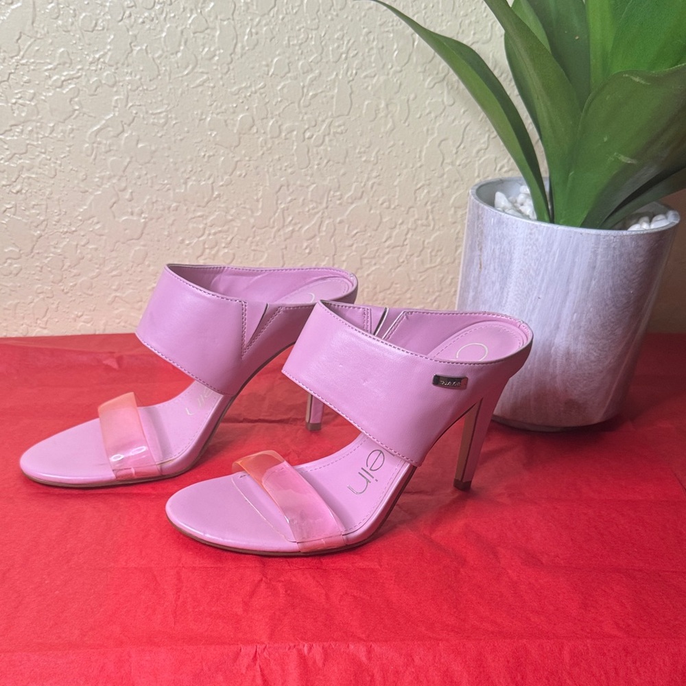 Calvin Klein Pink Heeled Mules